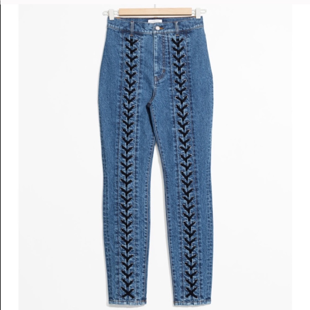 & Other Stories Blue Lace-up Denim Jeans